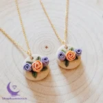 گردنبند دست ساز گل گلی رنگی