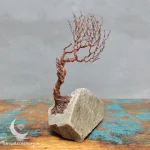 درخت سیمی مینیاتوری مسی با پایه سنگی