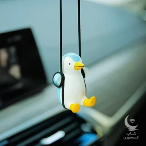 آویز جلوی ماشین طرح پنگوئن سفید آبی